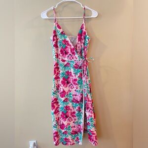 Jcrew floral wrap midi dress